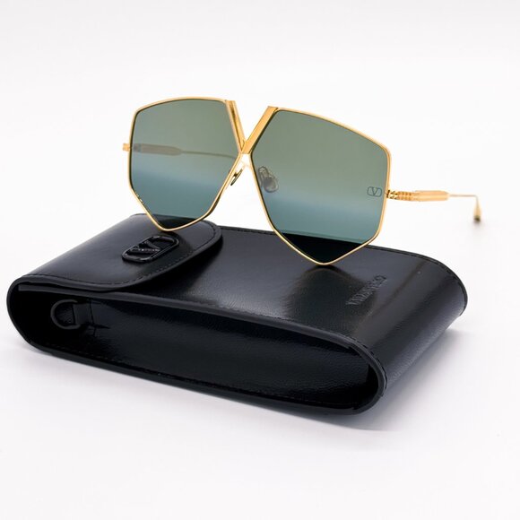 NEW VALENTINO V-HEXAGON VLS-115B WOMEN GREEN TITANIUM SUNGLASSES VALENTINO - Picture 2 of 12